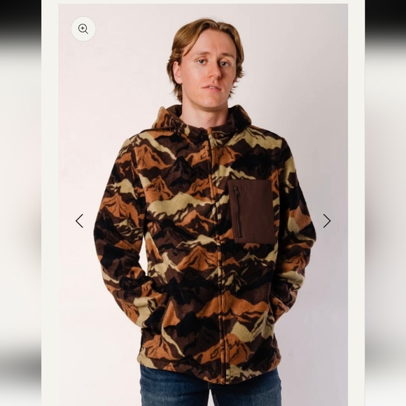 Free Nature Other - Free Nature Mountain Pattern Full Zip Polar Fleece Hooded Jacket Men Size Large